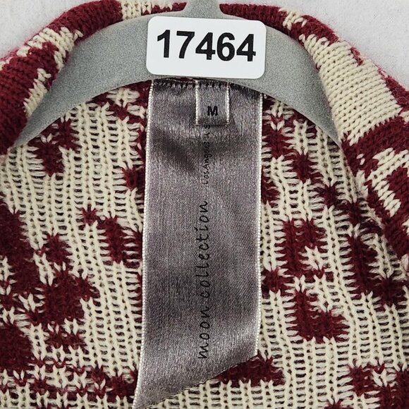 Moon Collection Sweater Womens Medium Burgundy Floral Open Front Shawl Cardigan - Picture 7 of 11